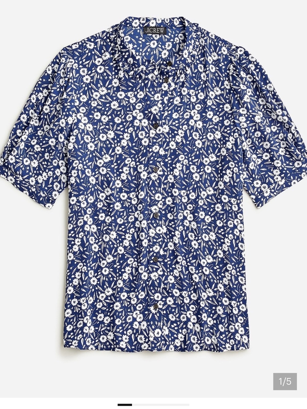 J. Crew Navy and White Floral Button-Down Shirt